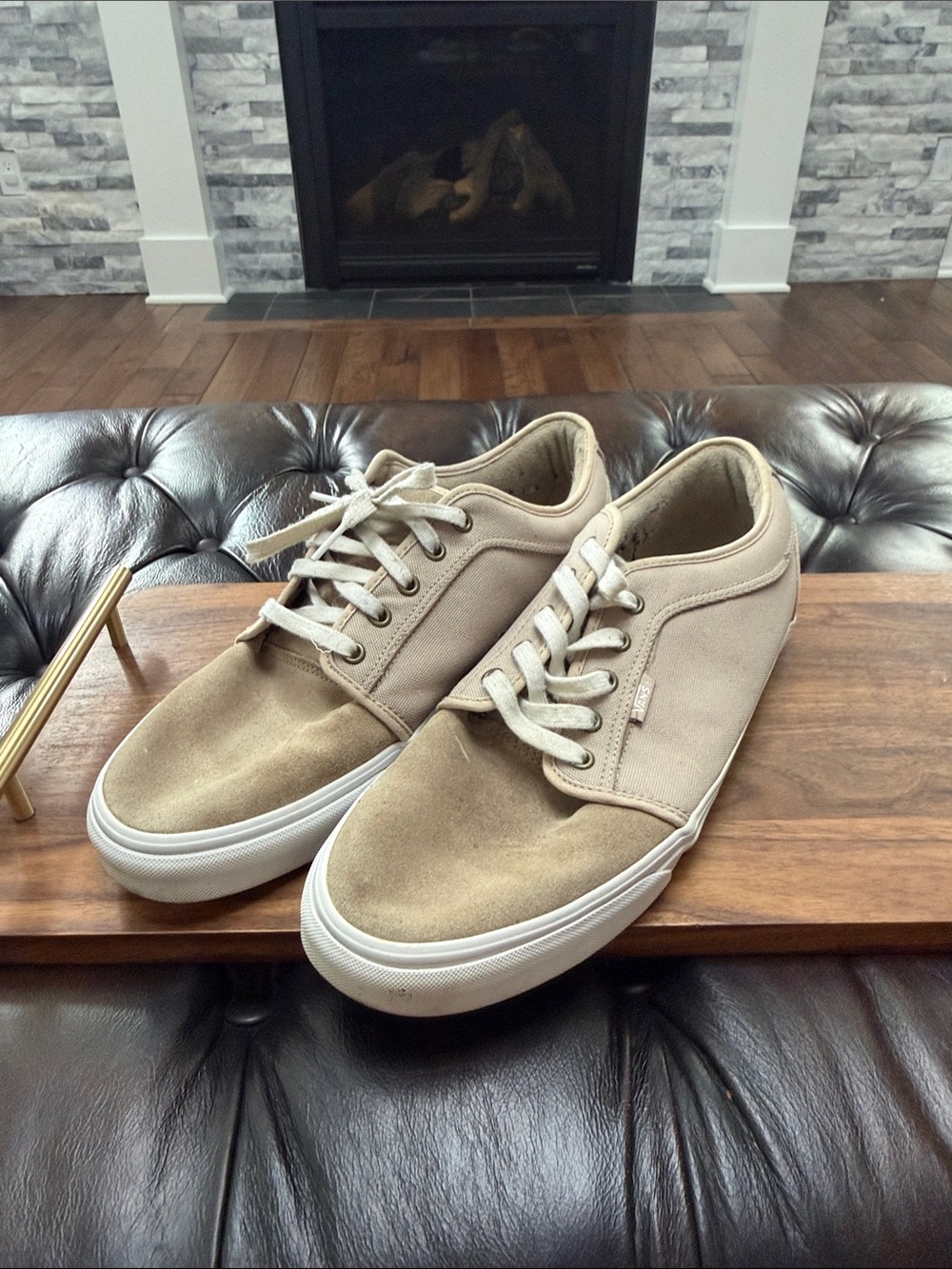 Vans Men's Casual Low-Top Sneakers in Beige - Comfortable Everyday Style